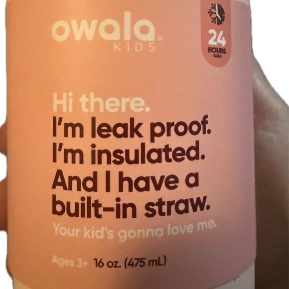 Owala kids 16 OZ Purple and Pink Insulated Bunny business Water Bottle NWT - Picture 2 of 5